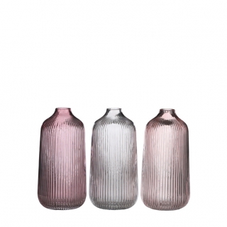 Drew single flower vase 3 assorted 21x10cm